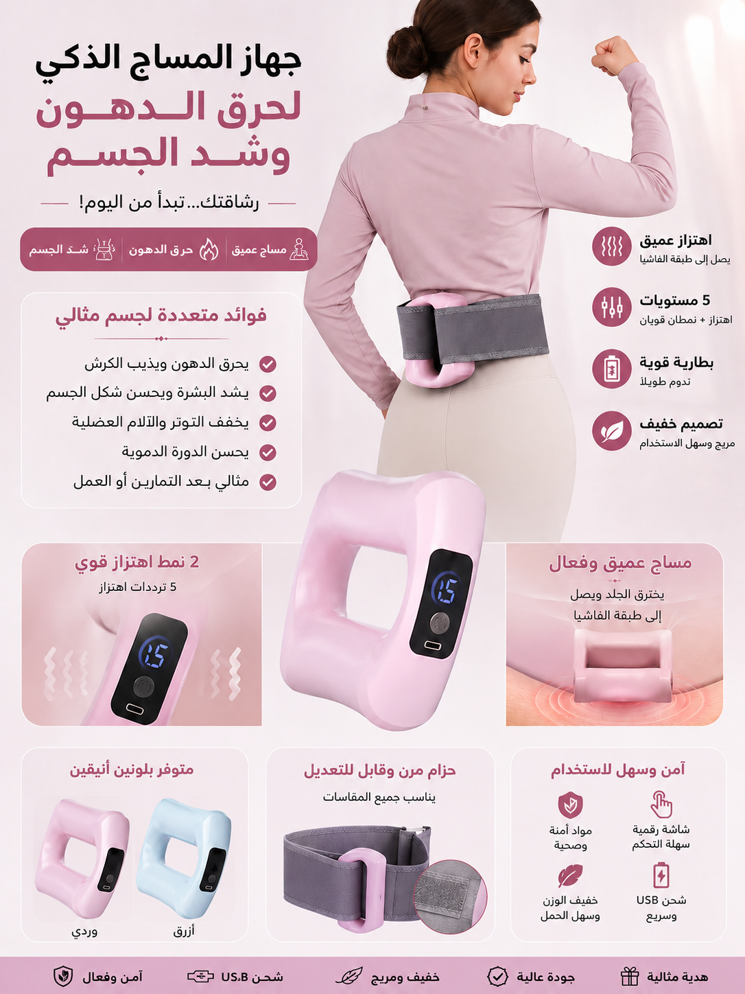 Anneau de massage électrique portatif pour fascia, machine amincissante électrique ergonomique